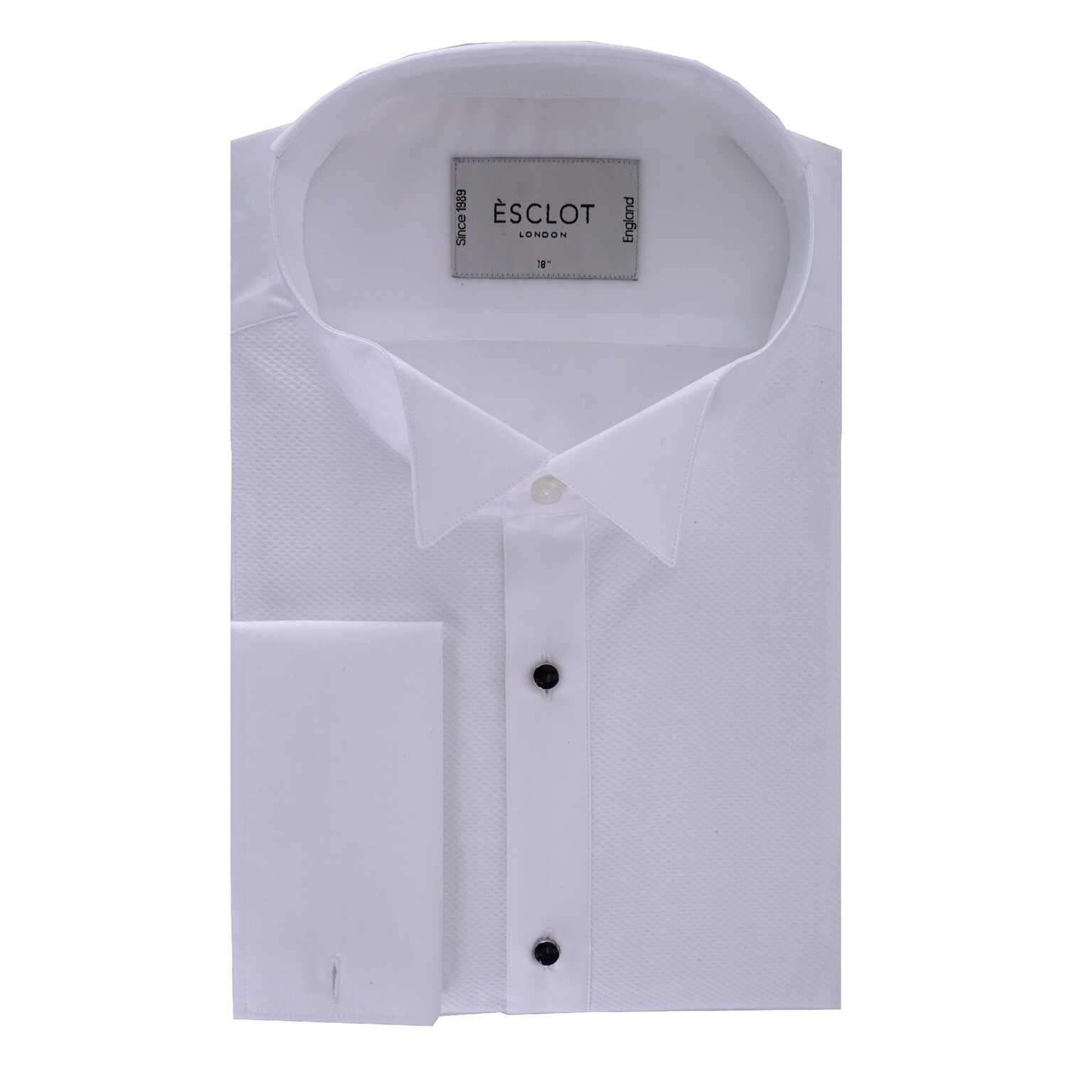 WHITE WING COLLAR MARCELLA DRESS SHIRT