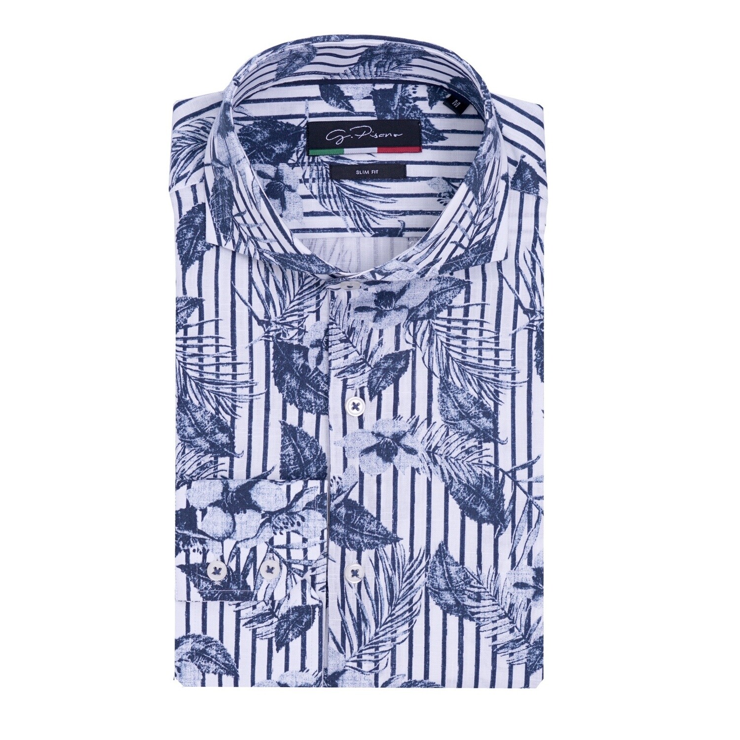 White Navy Stripe Floral Print