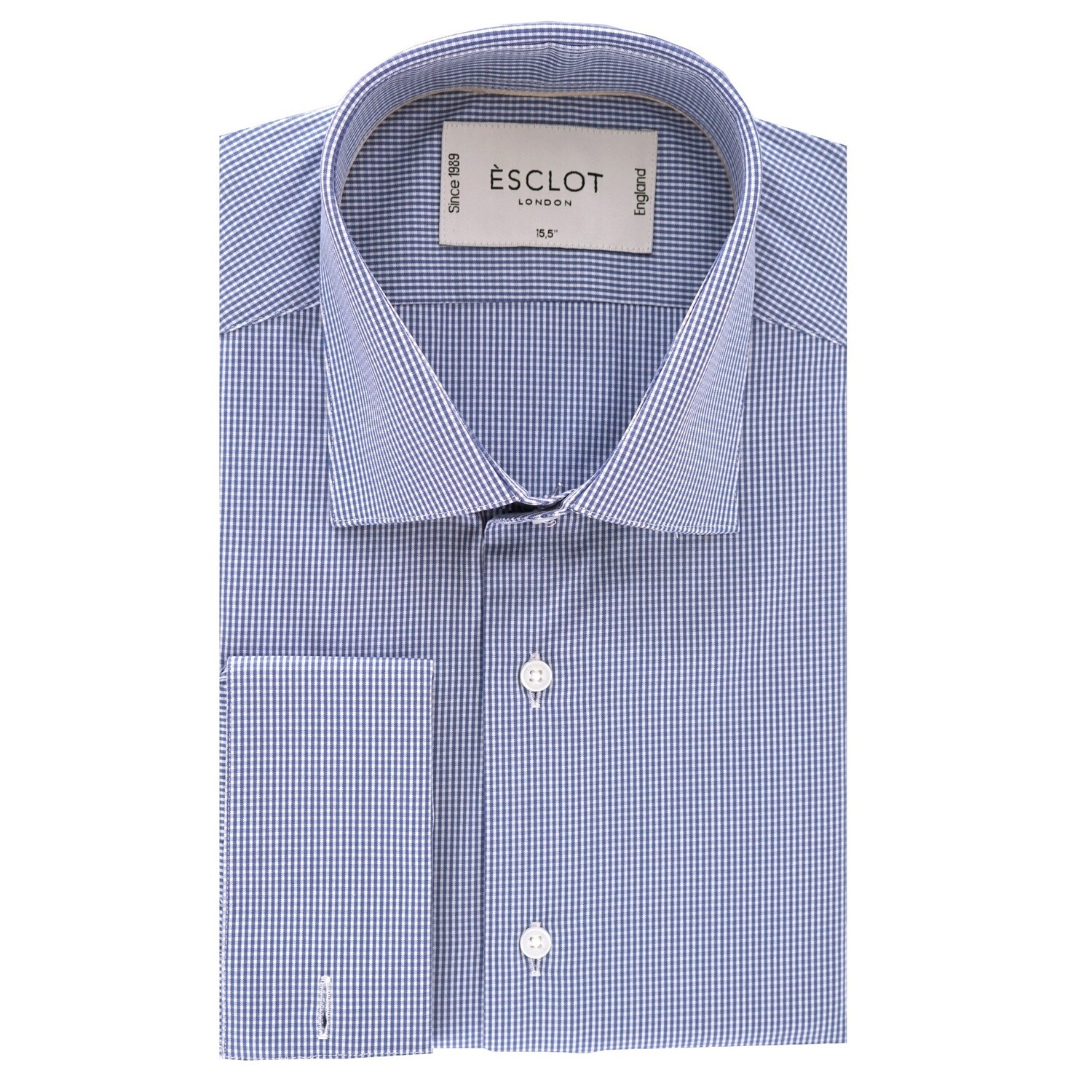 Blue Gingham Shirt Double Cuff