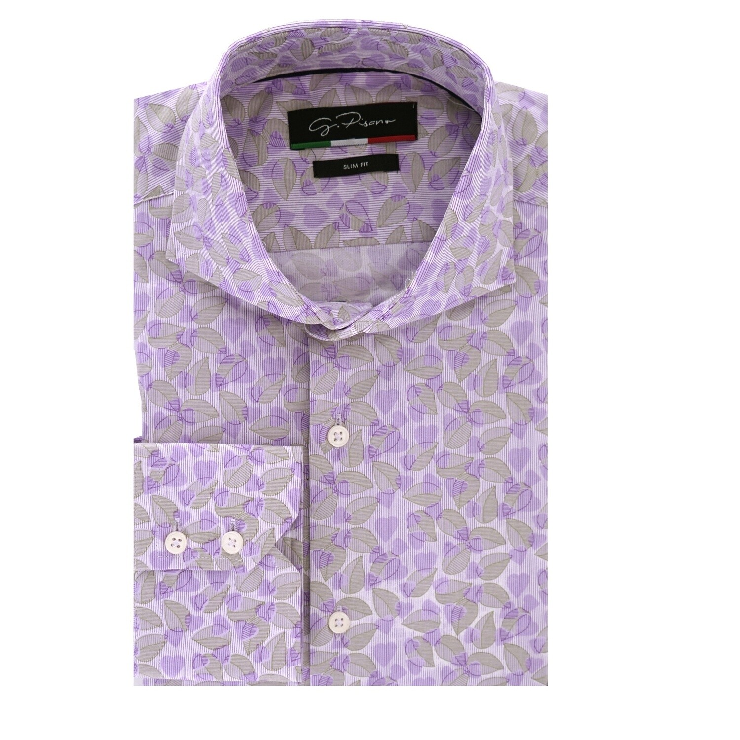 Green Lilac Stripe Leaf Print