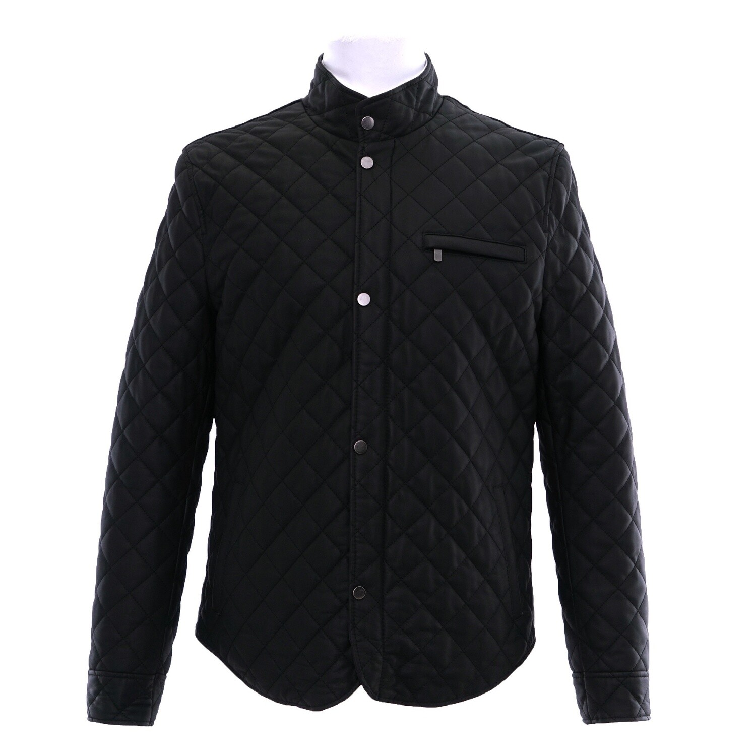Black Diamond Stitch Leather Jacket