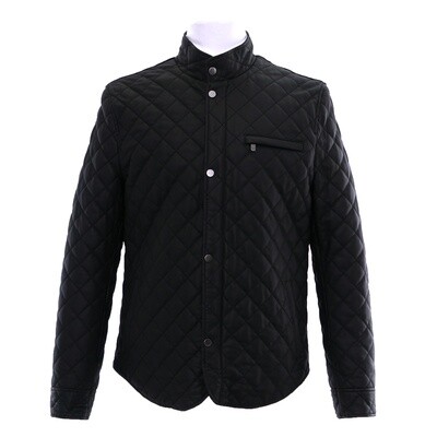 Black Diamond Stitch Leather Jacket