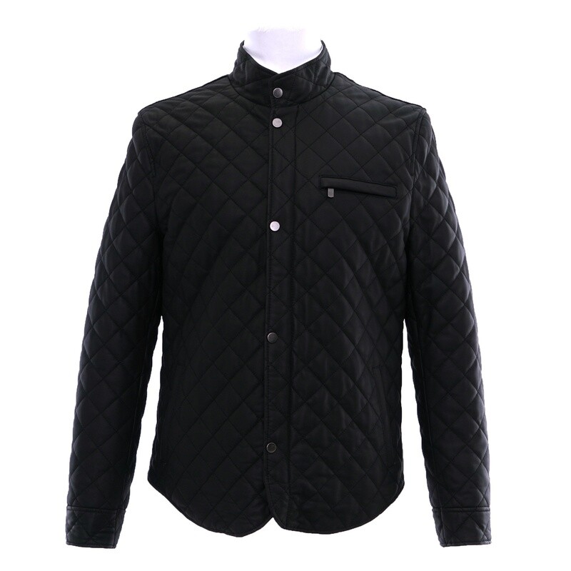Black Diamond Stitch Leather Jacket