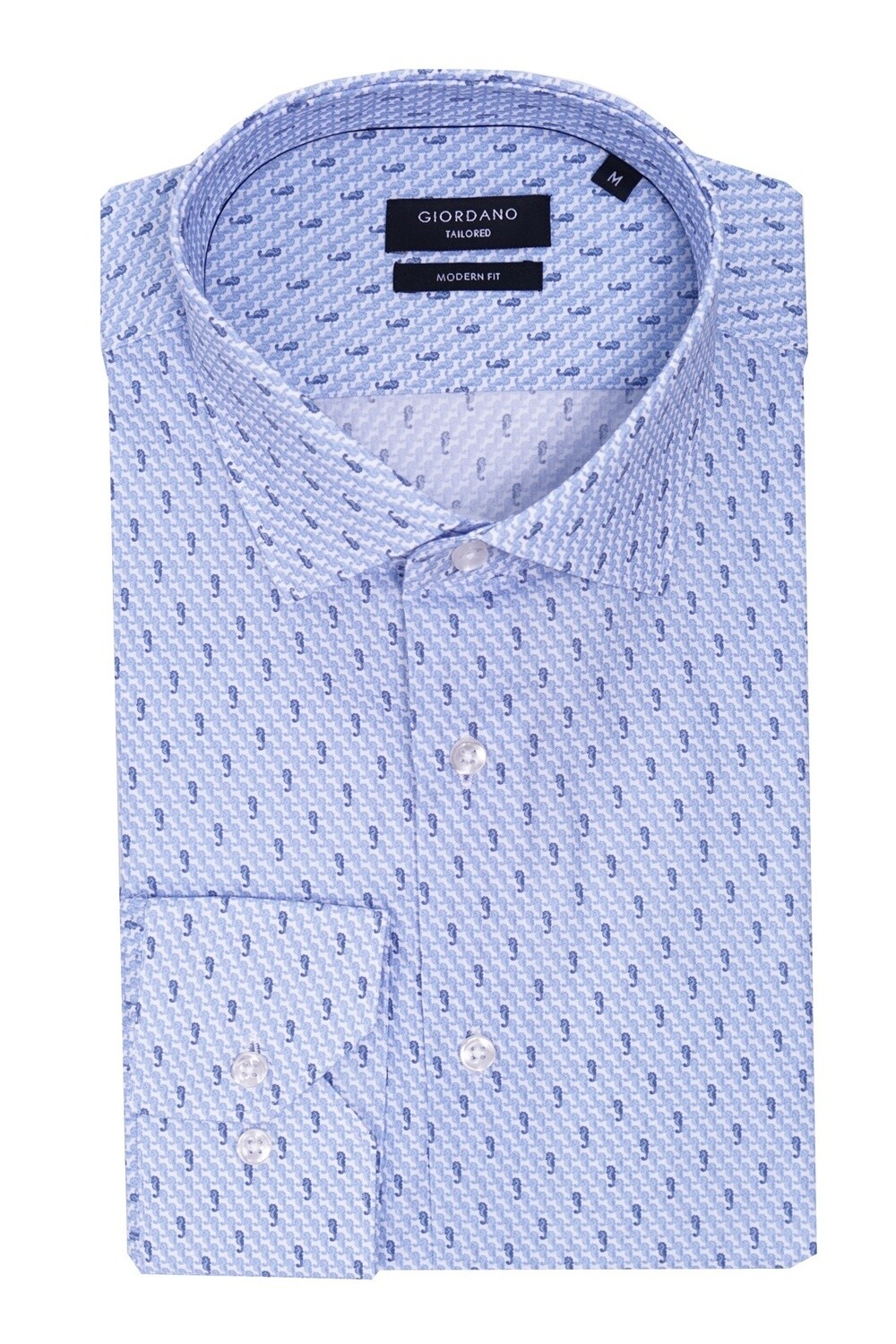 White Blue Seahorse Print