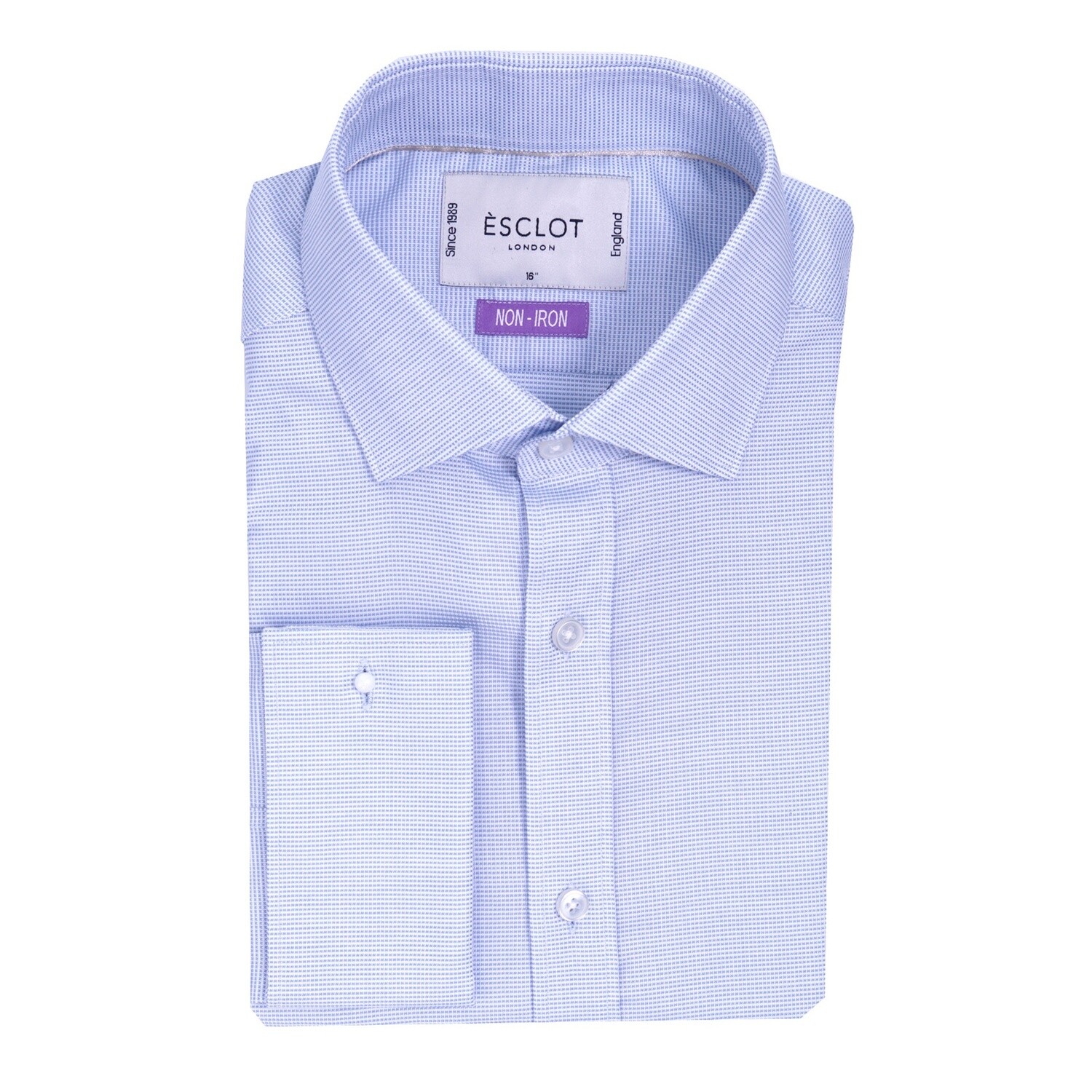 Non-Iron Blue Micro-Check Shirt