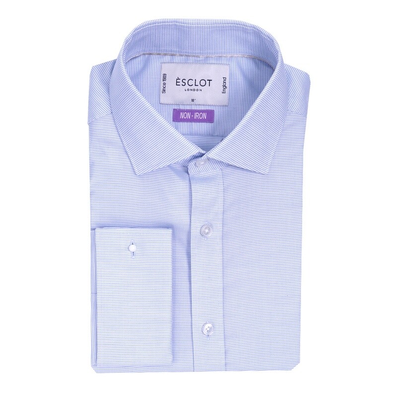 Non-Iron Blue Micro-Check Shirt