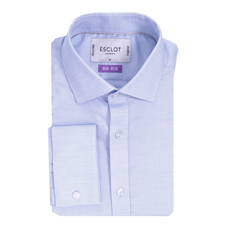 Non-Iron Blue Micro-Check Shirt