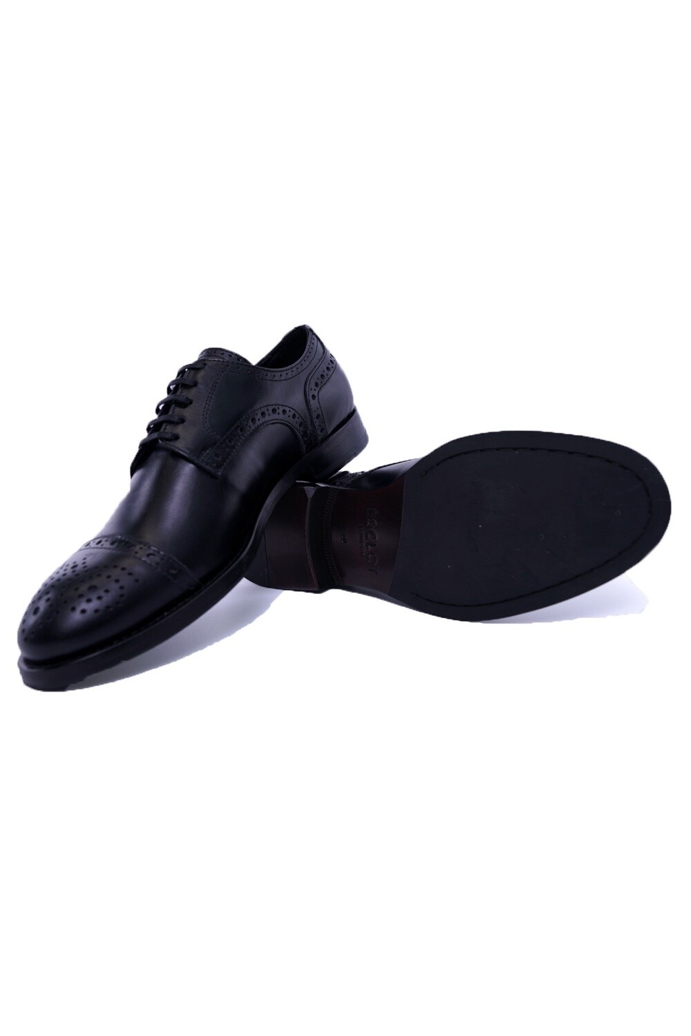 Black Leather Cap Toe Derby Brogue