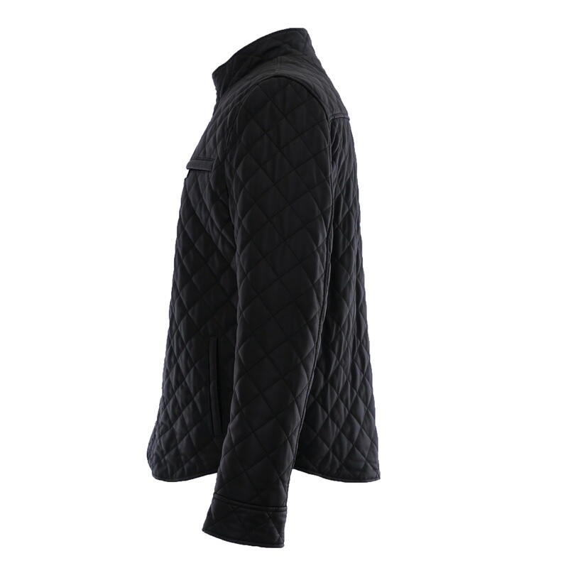 Black Diamond Stitch Leather Jacket