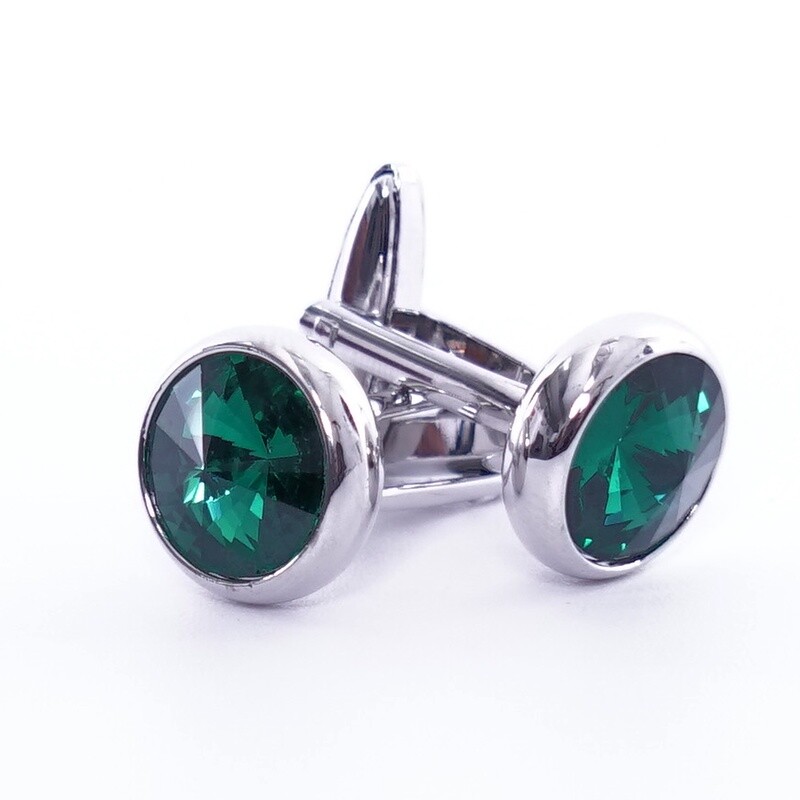 Silver Green Gem Cufflinks