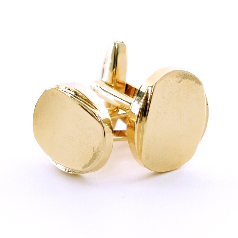 Gold Oval Convex Cufflinks