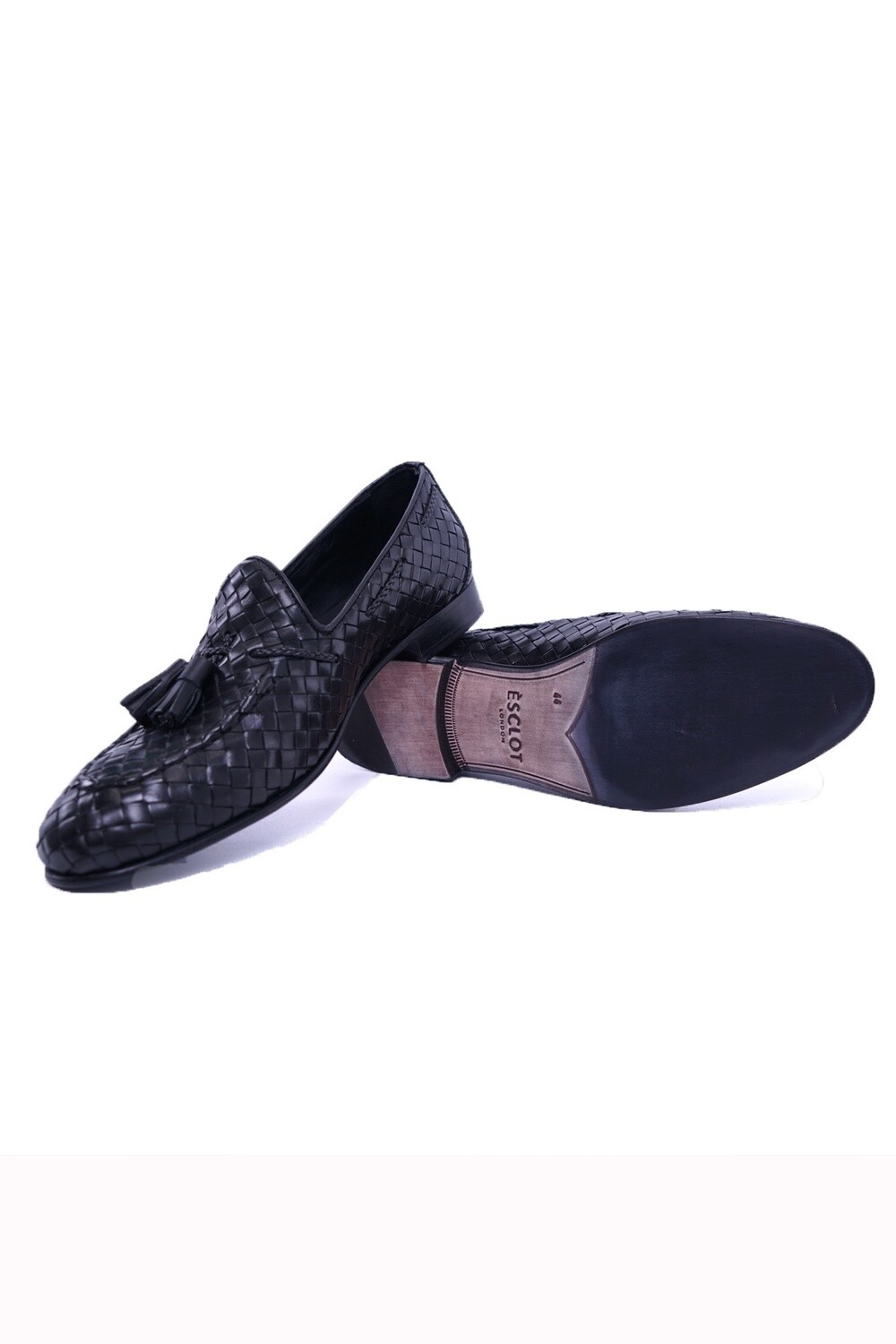 Black Basket Weave Tassel Loafer