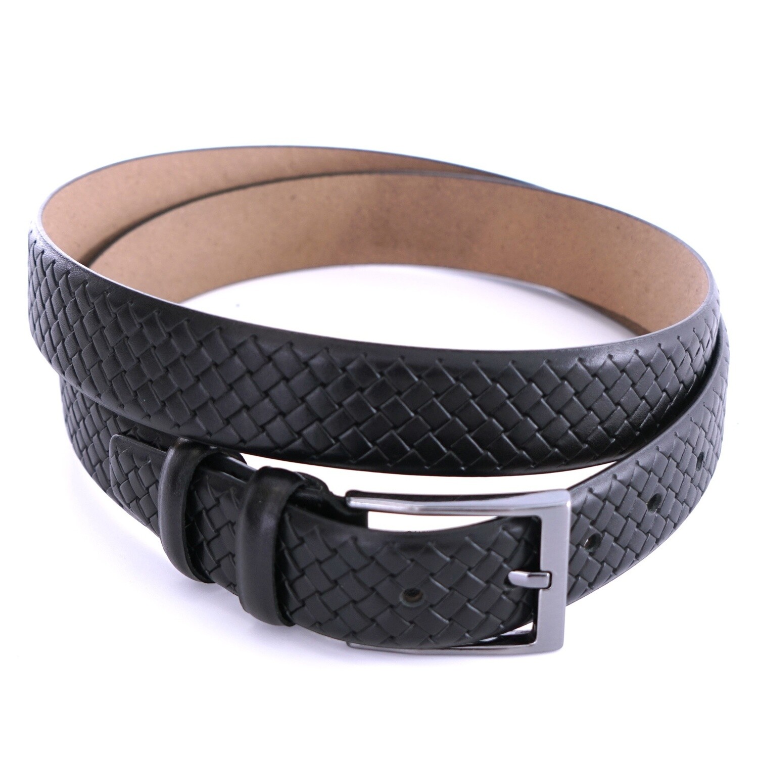 Black Basket Weave Leather Belt