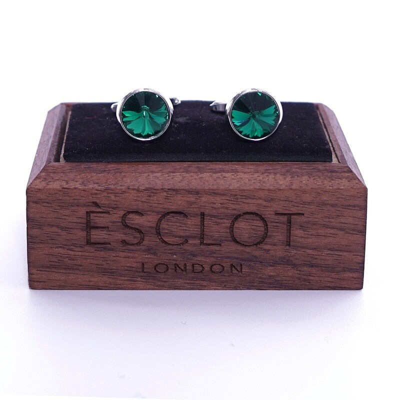 Silver Green Gem Cufflinks