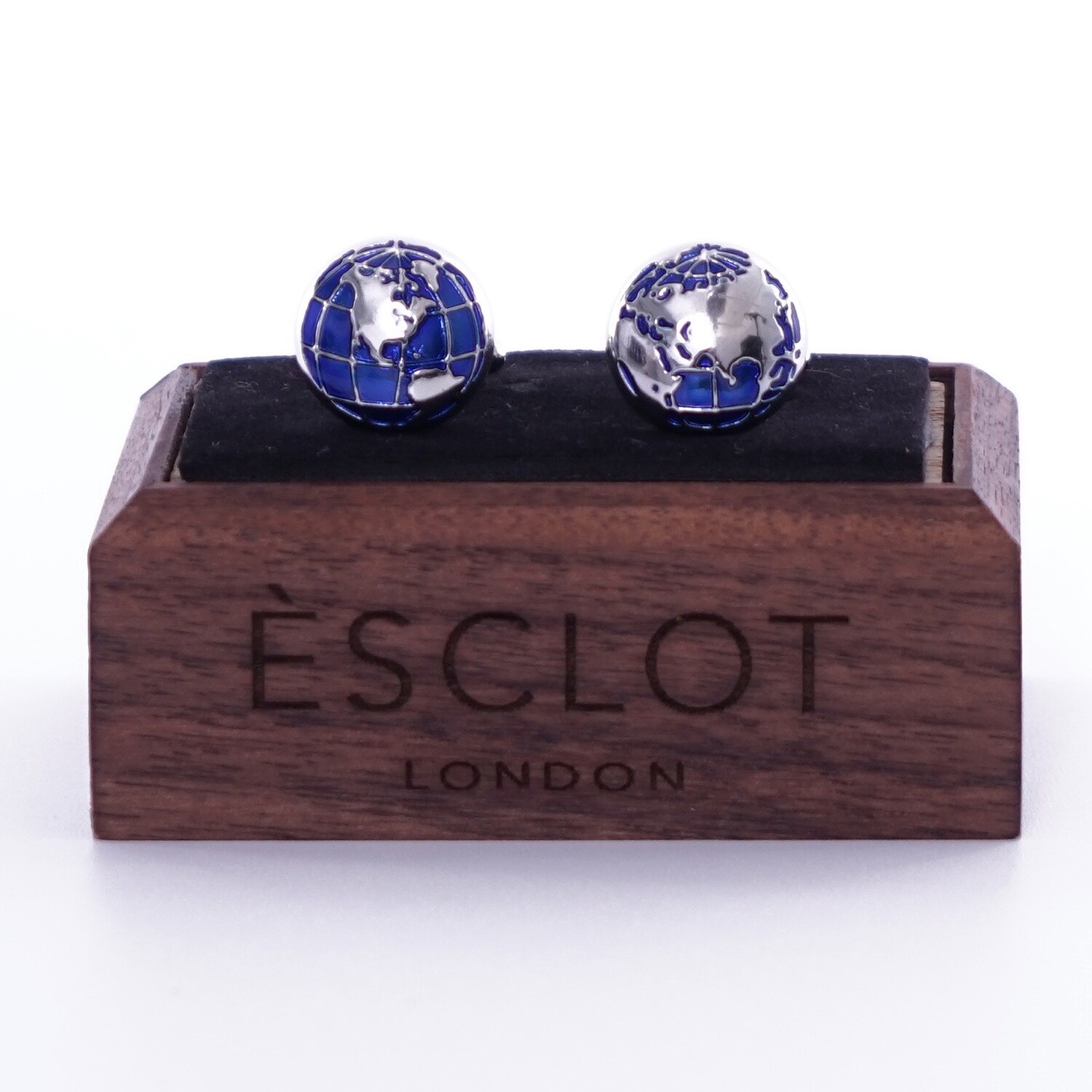 Silver Round Globe Cufflinks
