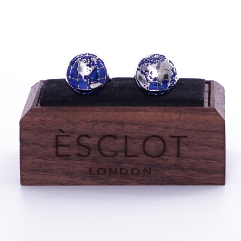 Silver Round Globe Cufflinks