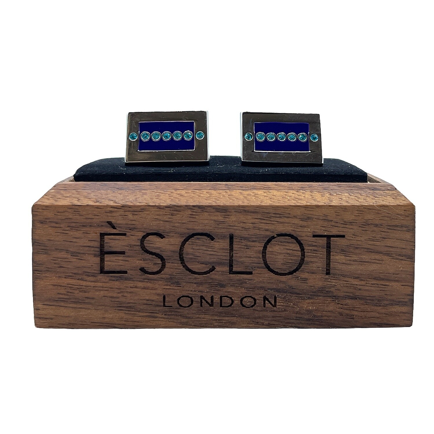 Silver Navy Blue Gems Cufflinks