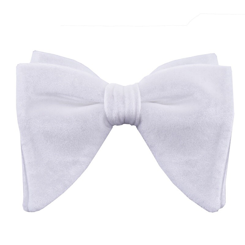 White Velvet Long Bow Tie