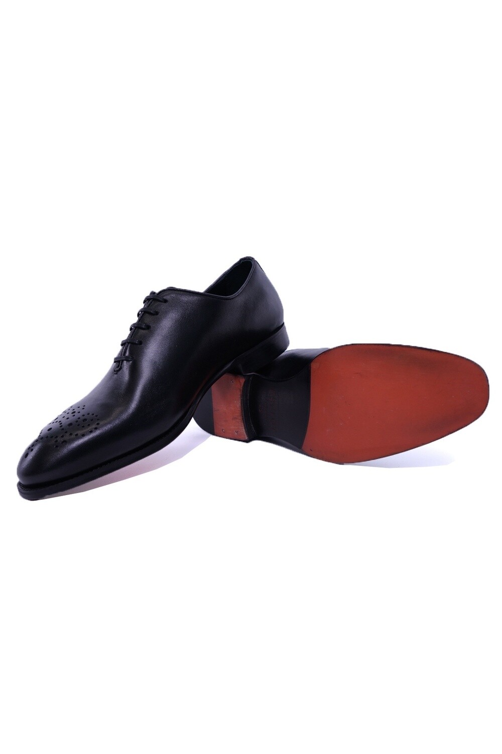 Black Leather Whole Cut Oxford Brogue