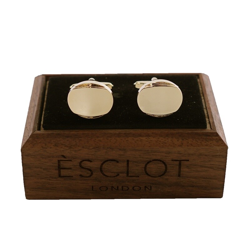 Gold Oval Convex Cufflinks