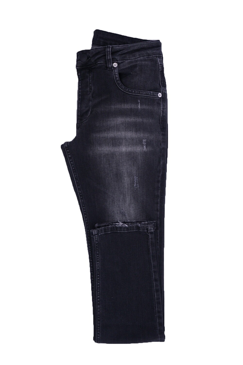 Grey Fade Ripped Button Up Sb Jeans