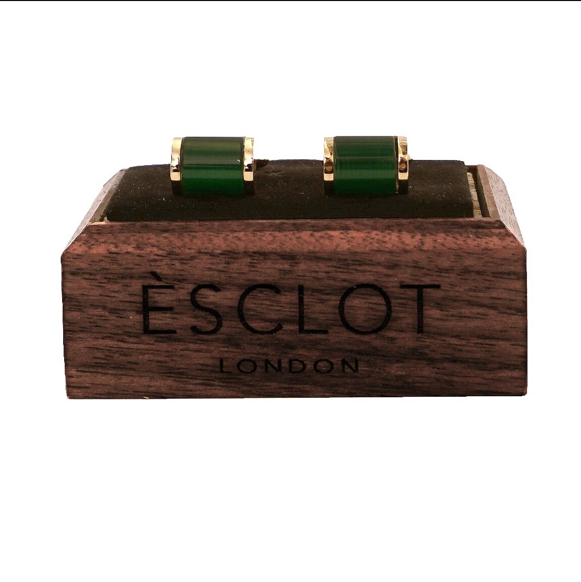 Gold Green Half Cylinder Cufflinks