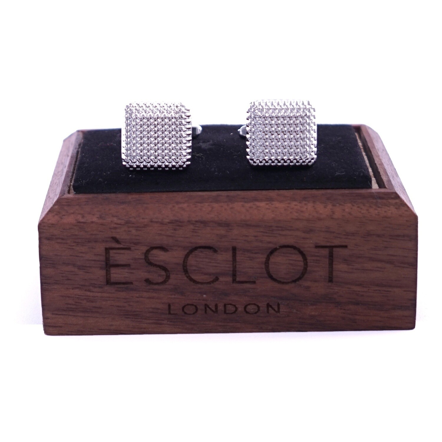 Silver Square Textured Cufflinks
