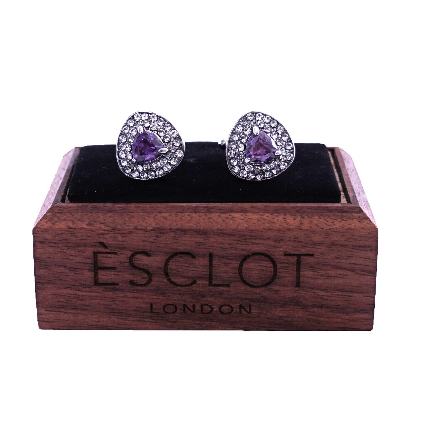 Silver Reuleaux Zirconia Purple Gem Cufflinks