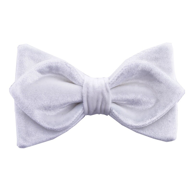 White Velvet Diamond Bow Tie