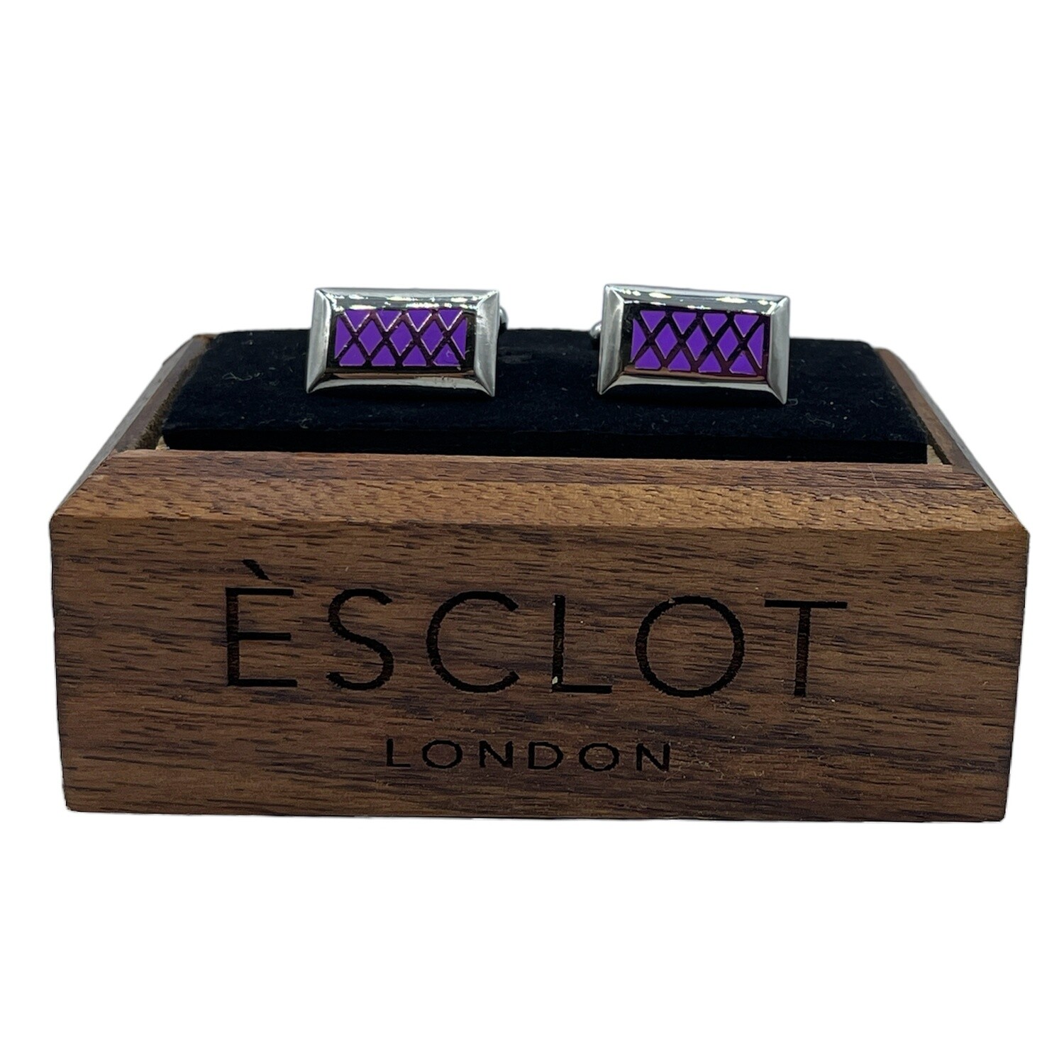 Silver Crisscross Purple Cufflinks