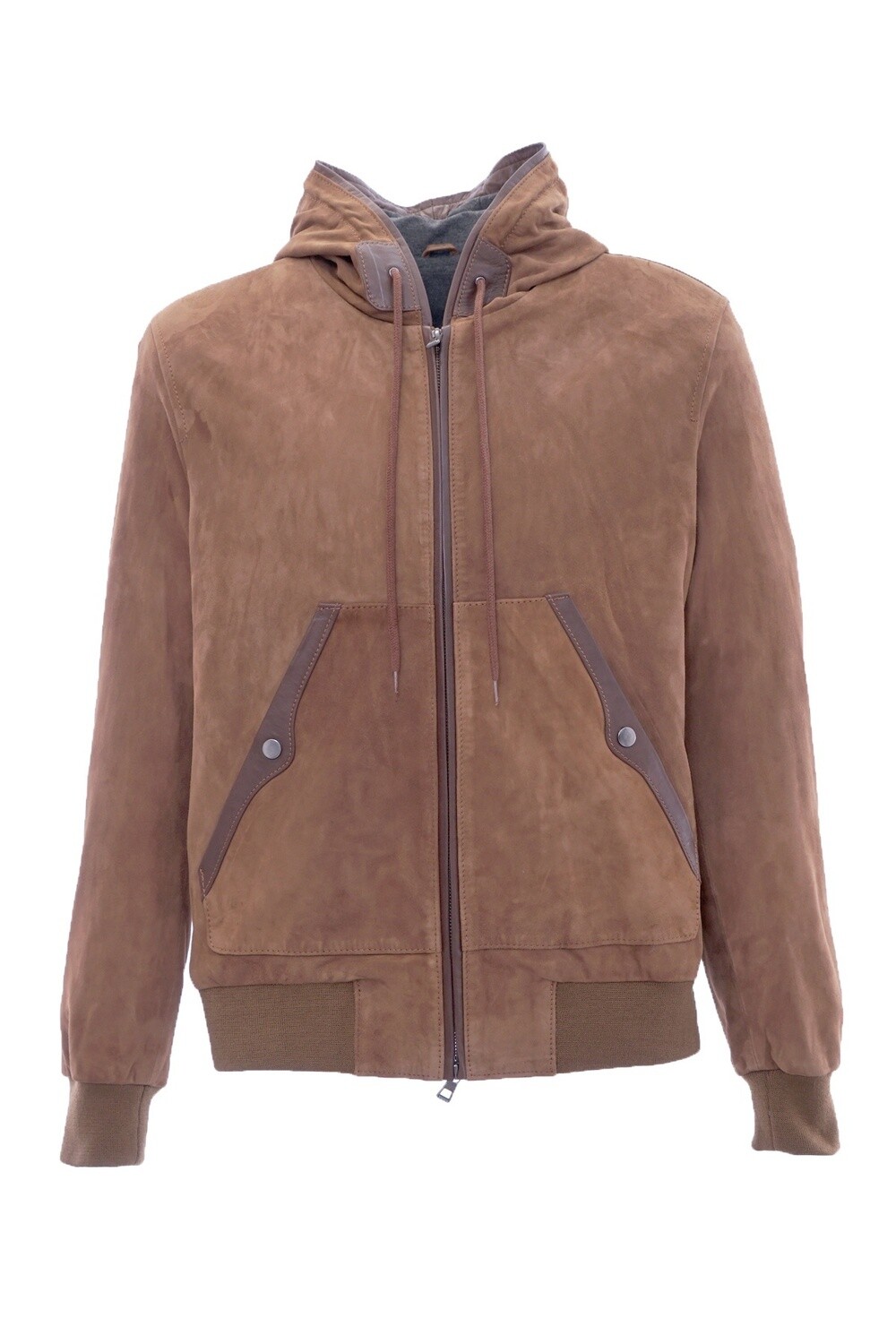 Brown Leather Suede Hoodie