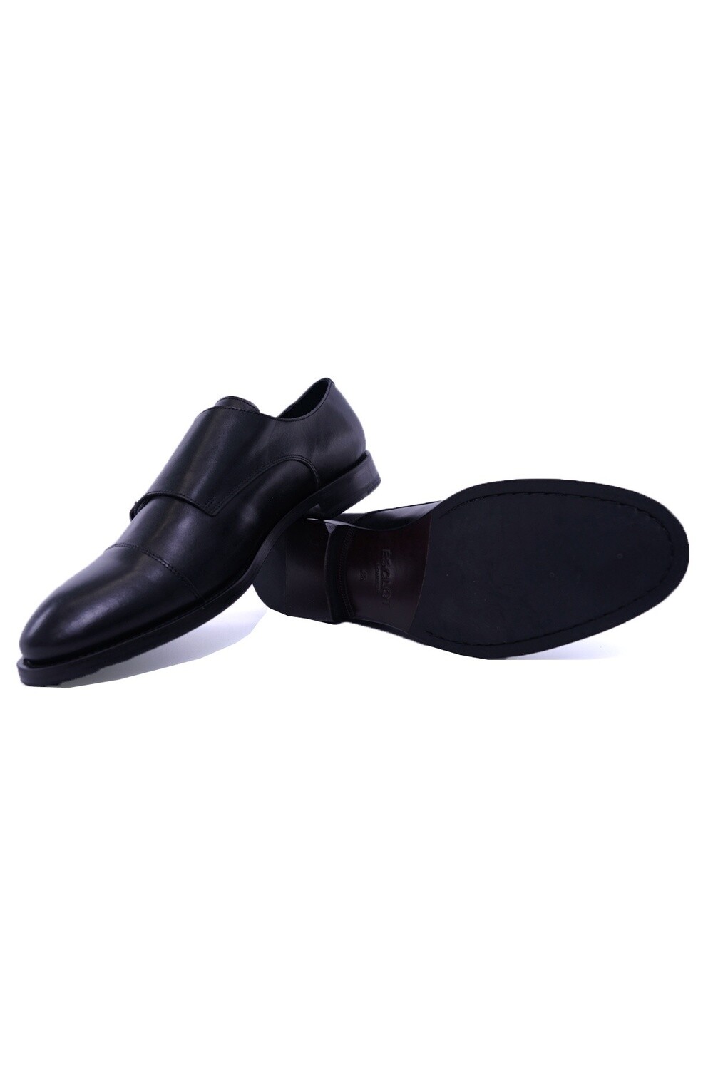 Black Cap Toe Double Monk