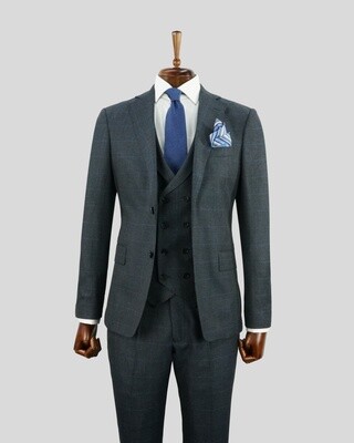 Blue Pow Check Suit Jacket