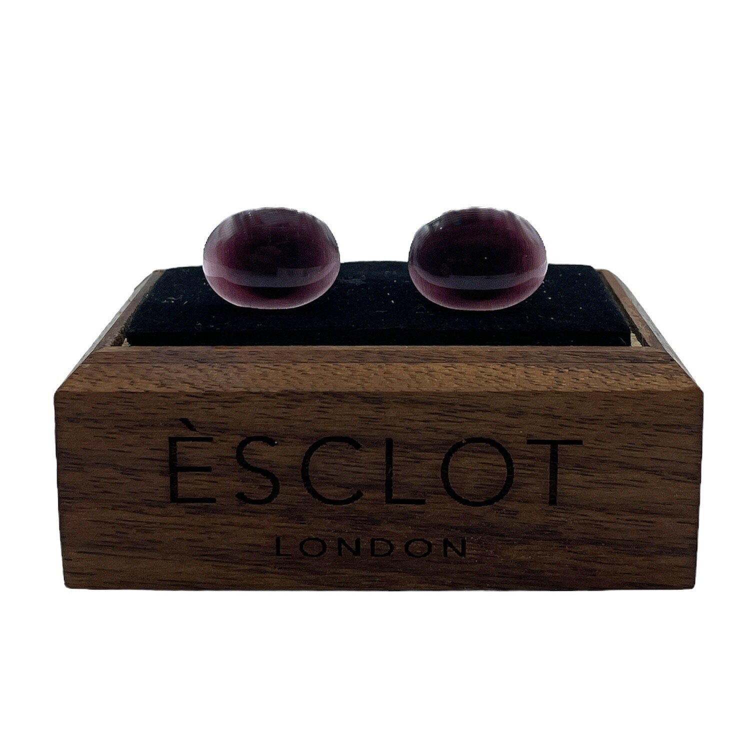 Silver Oval Maroon Stone Cufflinks