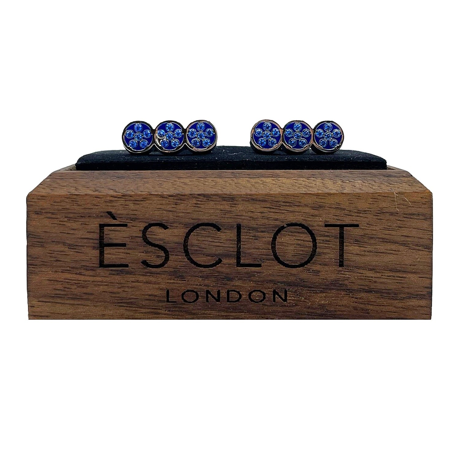 Silver Three Circle Blue Gems Cufflinks