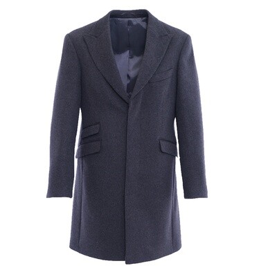 Charcoal Peak Lapel Pure Wool Overcoat