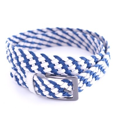 Blue White Woven Leather Belt