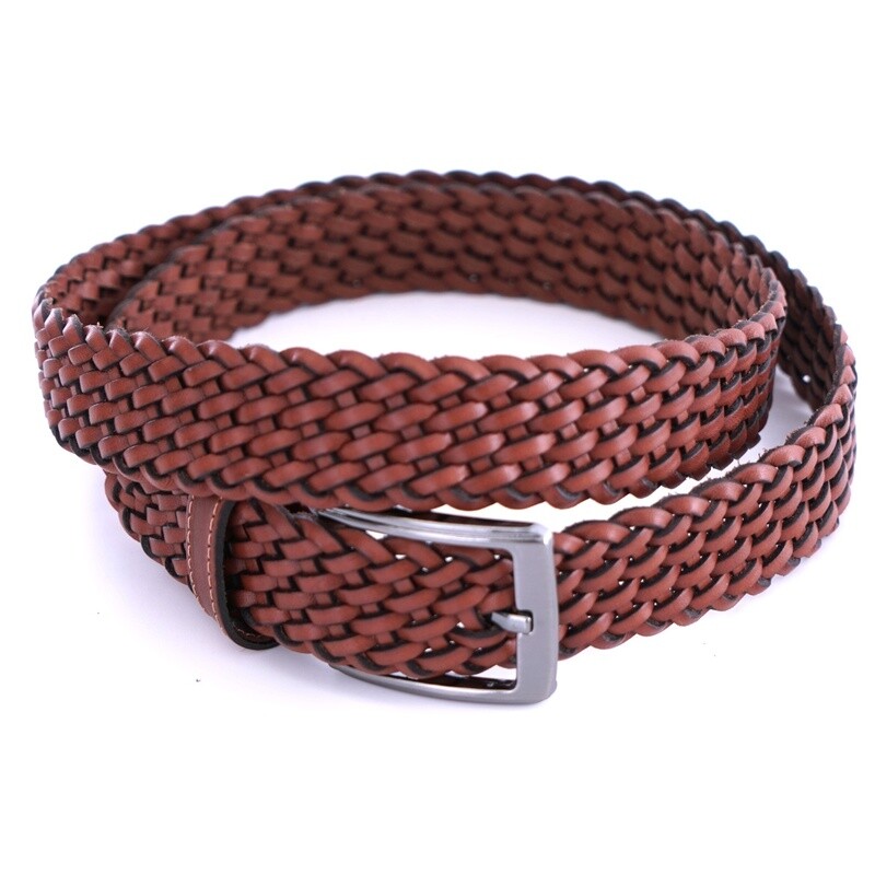 Tan Woven Leather Belt