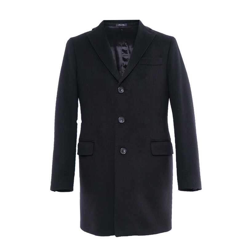 Black Pure Cashmere Overcoat