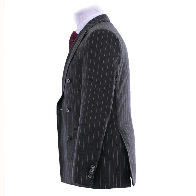 Charcoal Double-Breasted Pinstripe Suit