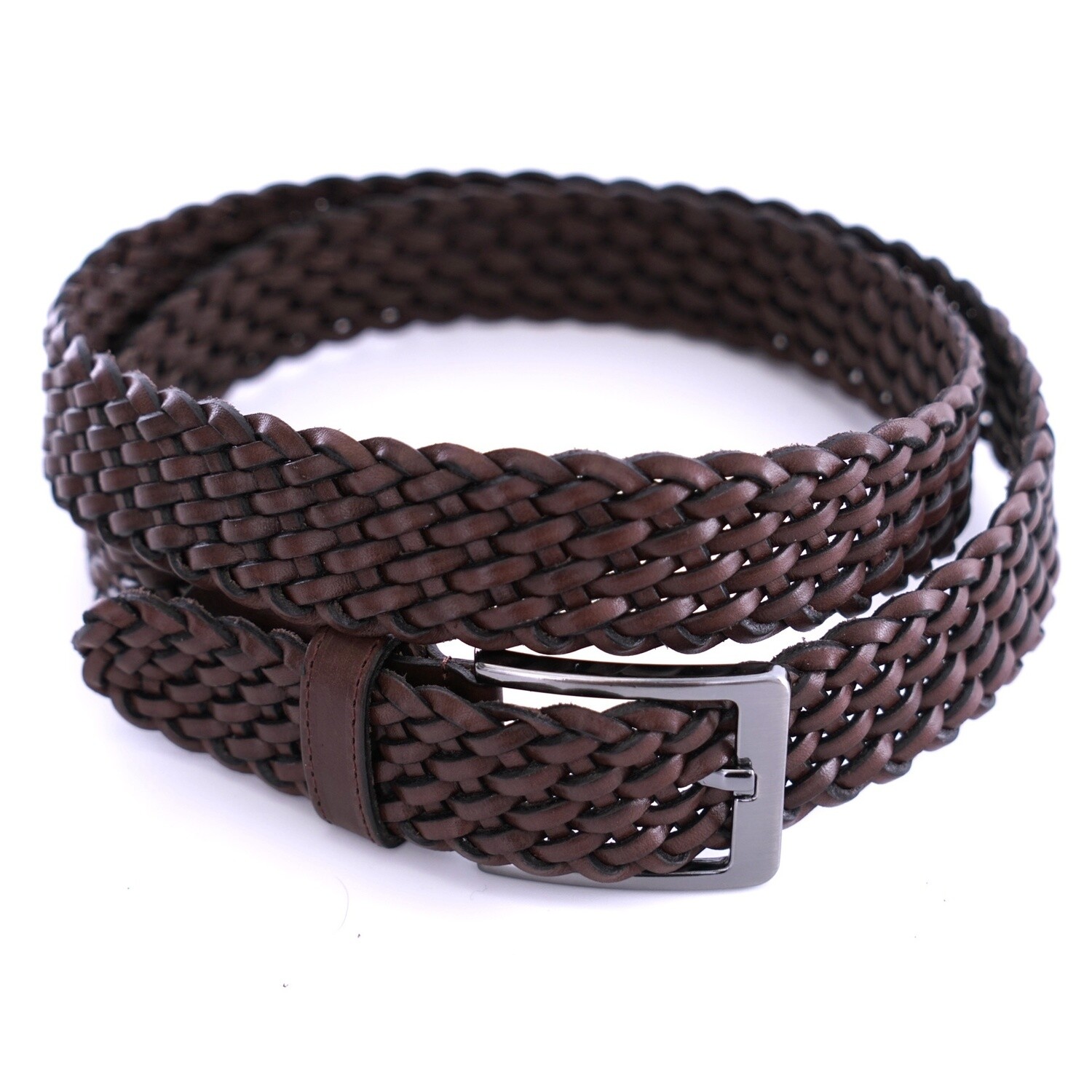 Brown Basket Weave Leather Belt