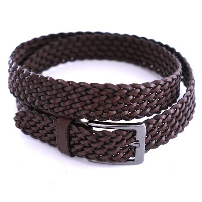 Brown Basket Weave Leather Belt