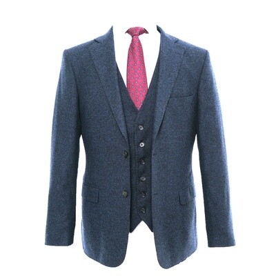 Blue 3Pc Flannel Suit Jacket