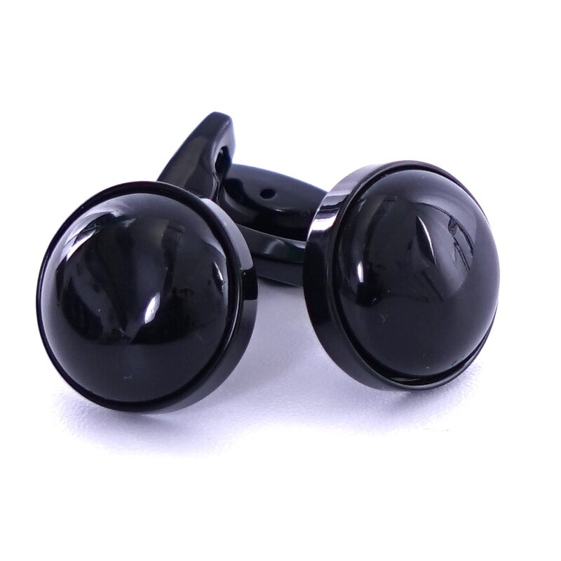 Black Round Cufflinks
