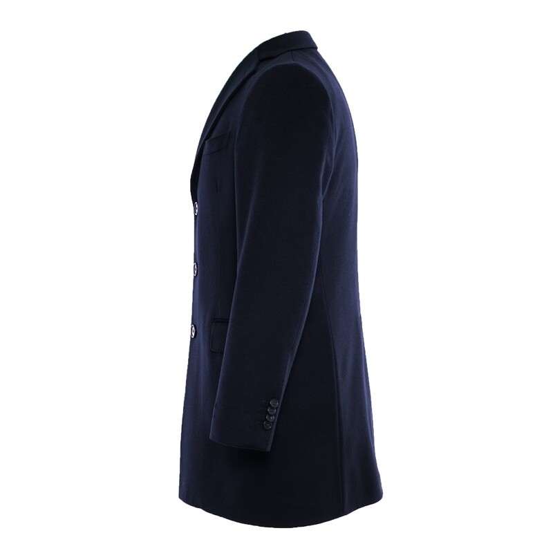 Navy Pure Cashmere Overcoat