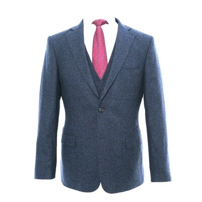 Blue 3Pc Flannel Suit Jacket