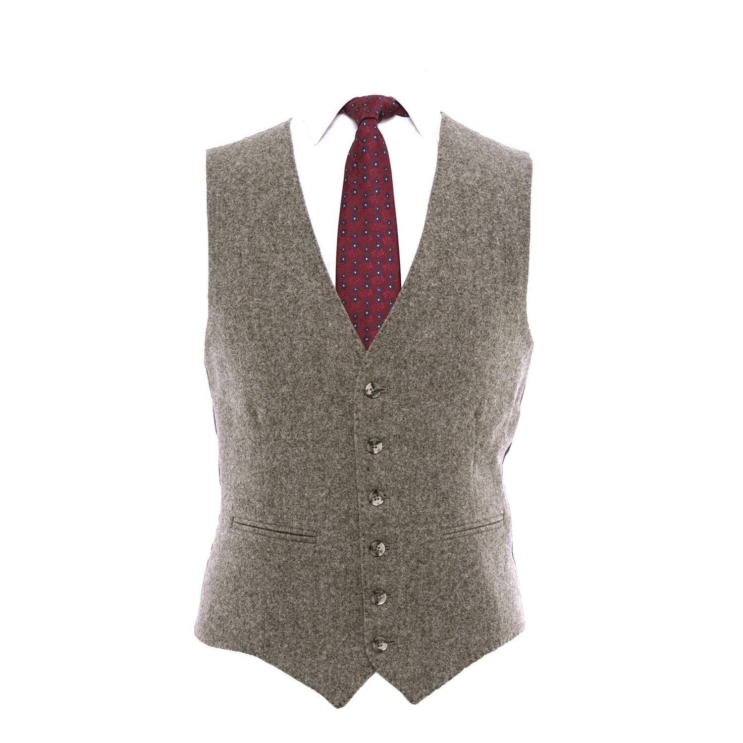 Brown 3Pc Flannel Suit Waistcoat