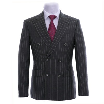 Charcoal Double-Breasted Pinstripe Suit