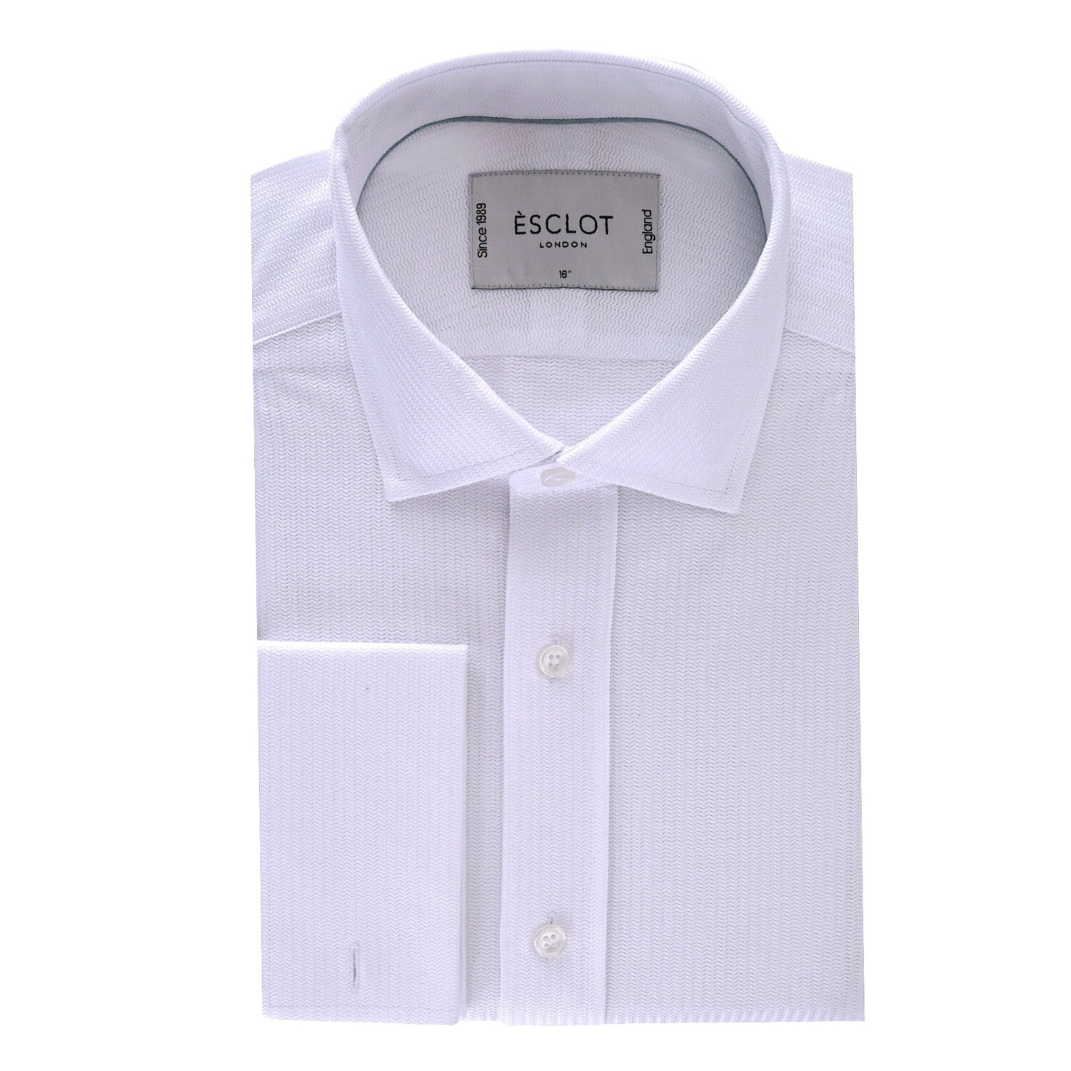 White Herringbone Casual Shirt