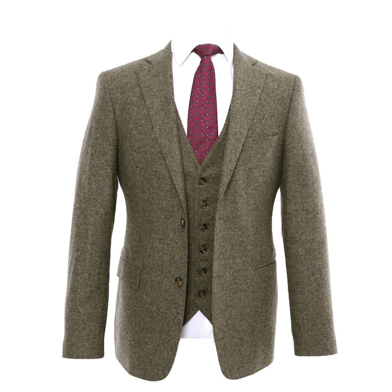 Green 3Pc Flannel Suit Jacket